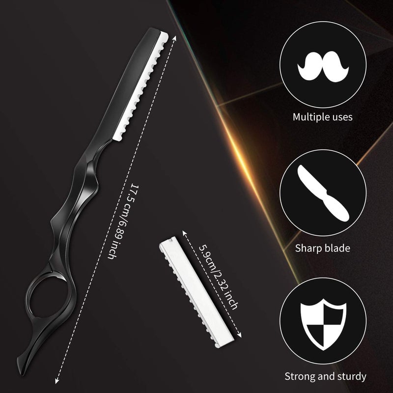 Mudder Hair Styling Razor Comb - 11 Pieces Hair Thinning Comb with Replacement Stainless Steel Razors for Salon Home Use (Black, Metal) - Image 2
